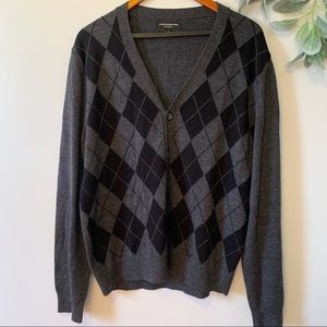 Express Design Studio Wool Argyle Print Cardigan
